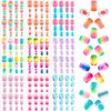 BOARDFEB 216Pcs 9 Pack Kids Press on Nails Grils Full Cover Short False Stick on Nail Tips for Kids Nail Art Decoration Christmas Birthday Valentine's Party Favors Gift(Gradient Style)