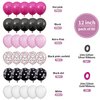 Pink Black Balloons Set, 60PCS Rose Red Black Birthday Balloons, 12 Inch Hot Pink White Latex Balloons Black Dots Pink Confetti Helium Balloons for Girls Mouse Theme Birthday Bridal Party Supplies