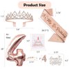 4th Birthday Decorations Girl, Including 4 year old Birthday Cake Topper, Birthday Queen Sash with Pearl Pin, Sweet Rhinestone Tiara Crown, Number Candles and Balloons Set, Rose Gold