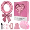 weiwei Heatless Curls Headband, Overnight Hair Curlers No Heat Curling Headband Soft Hair Curler Rollers to Sleep In, 70" Non Heat Hair Wrap for Women Long Wave Hair, 9PCS Curling Rod Gift Set (Pink)