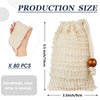 Cunhill Soap Saver Bag Sisal Soap Bag Exfoliating Soap Pouch with Drawstring Bar Soap Bag with Wooden Bead Foaming and Drying Soap Exfoliating Net Soap Saver for Bath and Shower(80 Pack)