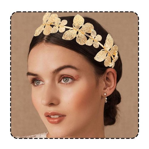 BARTOSI Butterfly Headband Gold Butterflies Headpiece Vintage Bridal Hair Band Bride Wedding Hair Accessories for Women and Girls