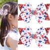 2PCS 4th of July Hair Bow Clips Glitter Hairpins for Kids Girls, Red Stars and Sparkly Sequin Hair Clips Patriotic Headband Butterfly Toddler Hair Pins for Independence Day Access Party Headwear