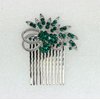 Faship Gorgeous Green Rhinestone Crystal Floral Hair Comb