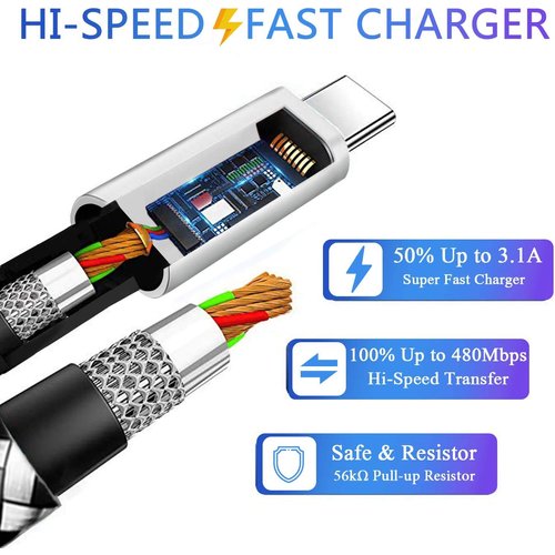 10FT+10FT USB C Charger Cable Cord for Moto G Power 2023/G Stylus 5G 2020 2021 2022,G Fast,G7 Play Plus,Z4 Z3,Edge 30 Fusion,G6,Z2,G7 Supra/Optimo Maxx,Motorola One 5G Ace,Long Charge Charging Wire