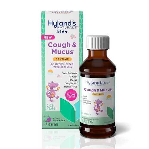 Hyland's Kids Daytime Cough Syrup & Mucus Relief, Kids Cough Medicine for Ages 2-12, Grape Flavor, Natural Relief of Cough, Runny Nose, Mucus & Congestion, 4 Ounces
