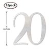 Silver Glitter 20th Birthday Centerpiece Sticks, 12-Pack Number 20 Table Topper Anniversary Party Decorations