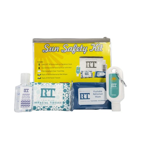 Sun Safety Kit - Travel Kit with Everything from Sunscreen to Hand Sanitizer and Travel Bag