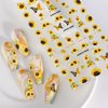 Puyokinm Paper 5D Embossed Sunflower Nail Art Stickers, 4 Sheets, Yellow, for Women Girls Manicure Decoration