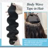 Body Wave Tape in Hair Extensions Human Hair 26 Inch Invisible Tape in Tracks Hair Extensions Curly Tape ins for Black Women Human Hair PU Weft Tape in Human Hair Extensions 20 Pieces Tape ins Hair