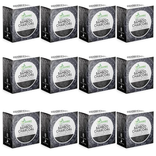 Solid Shampoo Bar And Conditioner Effect Hair Soap – 12 Pack Natural Shampoo Bars For Hair With Plant Based Essential Oils And Eco Friendly Zero Waste Biodegradable Packaging (Bamboo Charcoal Pack Of 12)