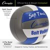 Champion Sports Soft Touch Volleyball, Official Size, for Indoor Training, Practice, Recreation - Durable Volleyballs with Comfortable Foam Backing - Premium Volleyball Gear and Equipment - Blue/Gray