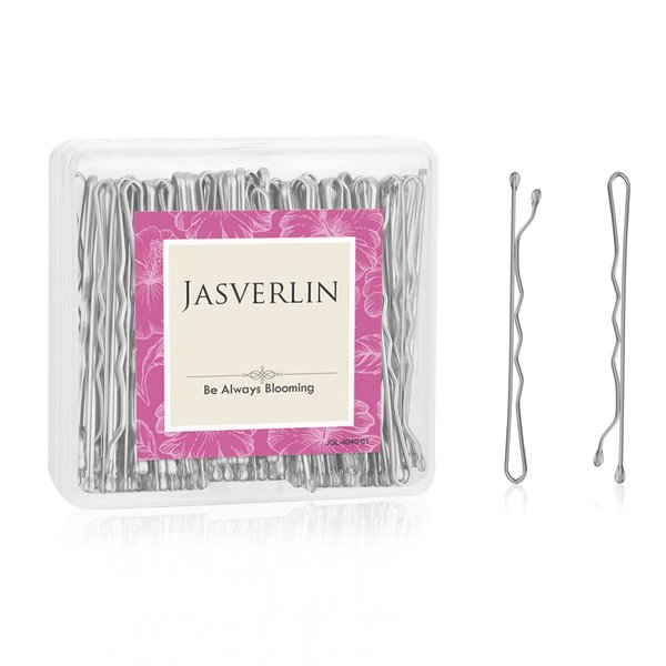 JASVERLIN Silver Bobby Pins, Premium Firm Hold Hair Pin Clips Accessories Small Hairpin Decorative Bulk Bobby Bobbie Pin for Women 2 Inch 100 pcs