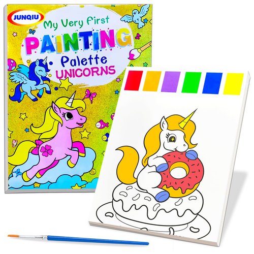 JUNQIU Water Color Paint Sets for Kids, Paint With Water: Unicorn Coloring Books -Magic Paint Set for Kids- Arts & Crafts Kit for Kids Ages 3 4 5 6 7 8- Boys Girl Activities