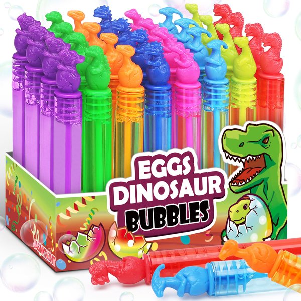 Dinosaur Egg Party Favors, 32Pcs Mini Bubble Wands Bulk with Gift Box, 3D Dino Birthday Decorations, Safari Goody Bag Stuffer, Pinata Filler Supplies, Kids Classroom Prizes, Toddler Toys for Boy Girl