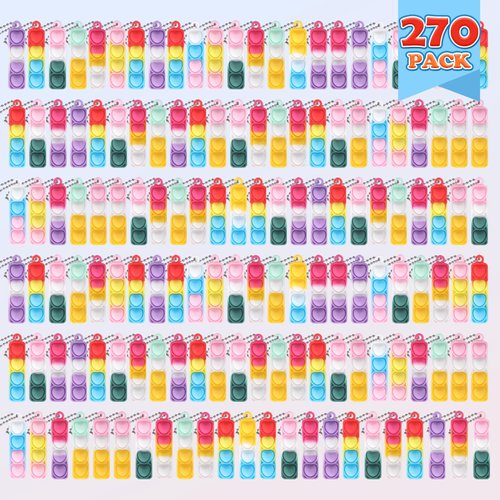 270Pcs Valentines Pop It Fidget Toys Bulk Party Favors for Kids Pop Keychain Sensory Toys Bag Fil...