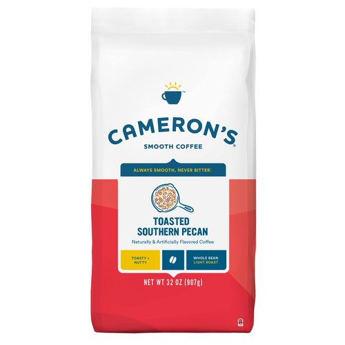 Cameron's Coffee Roasted Whole Bean Coffee, Flavored, Toasted Southern Pecan, 32 Ounce, (Pack of 1)