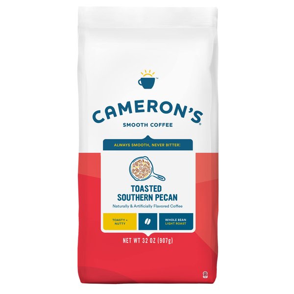 Cameron's Coffee Roasted Whole Bean Coffee, Flavored, Toasted Southern Pecan, 32 Ounce, (Pack of 1)