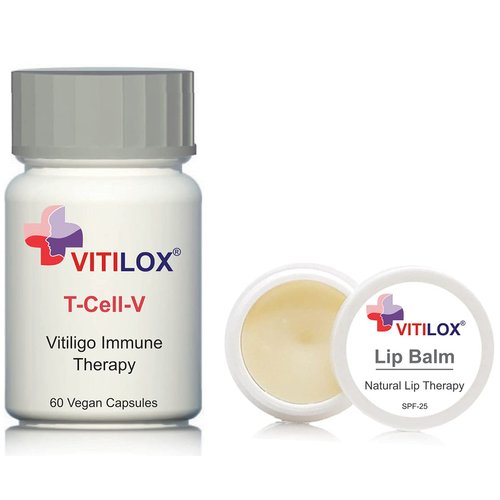 Vitiligo Vitilox® Lip Balm and T-Cell-V Immune Therapy Capsules