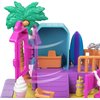 Polly Pocket Pollyville Playset, Sunshine Beach with Micro Doll, Seal Figure, Flamingo Toy Boat & Accessories