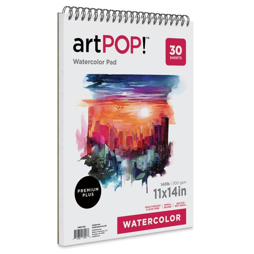 artPOP! Watercolor Pad, 11" x 14", 30 Sheets, Spiral Bound, Acid-Free Paper, 140lb (300gsm), Perfect for Most Wet & Dry Media, Ideal for Beginners, Students, Artists