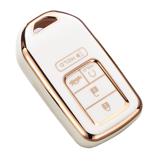 Cacacar for Honda Key Fob Cover, Premium Soft TPU Full Protection Key Fob Case for 2016-2022 Honda Accord Civic CRV Pilot Ridgeline Passport Smart Remote Key Protector (Size B-Ivory)