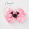 4Pcs Mouse Ears Bow Clips for Girls Women 4Inch Birthday Party Decorations Gift Costume Hair Accessories Polka Dot Pink