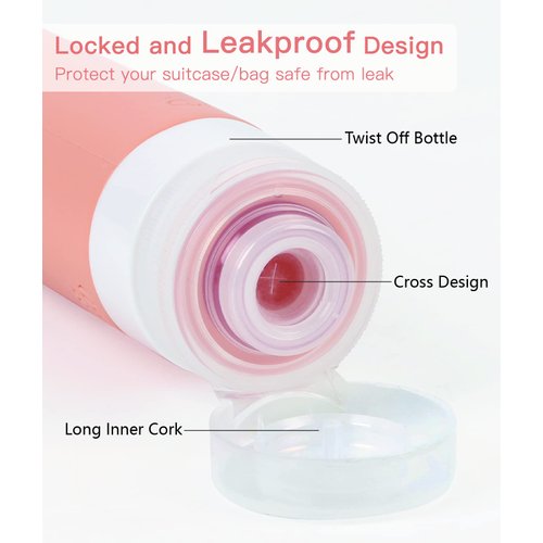 Quatish Travel Bottles for Toiletries, 4 Pack Leak Proof Travel Size Containers, BPA Free Silicone Travel Shampoo and Conditioner Bottles Tsa Approved, 3 oz Travel Size Bottles for Cosmetic, Lotion