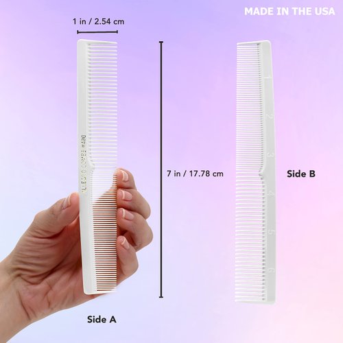 Allegro Combs 420 Cutting Combs Hair Stylist Barbers Combs Beard Comb Mustache Mens Women Toddler Boys Braiding Hair Parting USA 6 Piece (White)