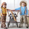 Jeowoqao Boy's Dress Up Costumes Set, Role Play Set 11-pcs Trunk Pirate, Chef, Construction Worker, Policeman Costume Fit Kids Girls Age from 3-6