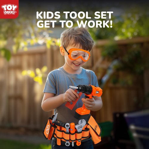 TOY Life Kids Tool Set with Kids Tool Belt & Toy Drill, Toddler Tool Set for Kids Pretend Play, Toy Tools Construction Tools Halloween Tool Costume Kids Tool Kit for Boys Girls 3 4 5 6 7 8 Years Old