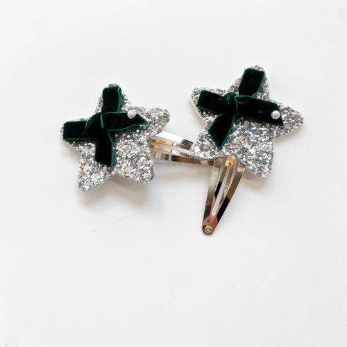 Goblfu Fashion Hair Clips Set, Cute Hair Barrettes Bobby Pins, Fancy Hairpin Accessories Headwear Styling Tools, Gifts for Women Decorative Wedding (Green Velvet Pearl Bow 3 in 1)