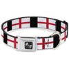 Dog Collar Seatbelt Buckle England Flags 13 to 18 Inches 1.5 Inch Wide
