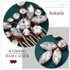Aukmla Rhinestone Bride Wedding Hair Comb Gold Bridal Hair Piece Crystal Hair Accessories for Women and Girls (B Gold)