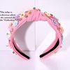 mokkia 2PCS Flower Headband for Women Daisy Floral Headbands Jeweled Spring Summer Headband Accessories Beach Vacation Headwear Outfits Pool Party Favors Gifts (2PC Flower B)