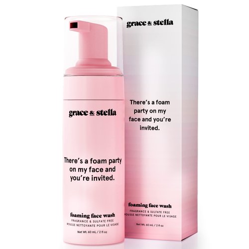 grace &amp; stella Foaming Facial Cleanser (60ml) - Sensitive Skin Face Wash - Vegan Foaming Cleanser...