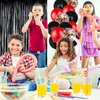 Red Black Birthday Party Decoration Kit - Happy Birthday Banner,Fringed Curtain,Latex Balloon and Confetti Balloons for Girls and Womens Birthday Party Supplies