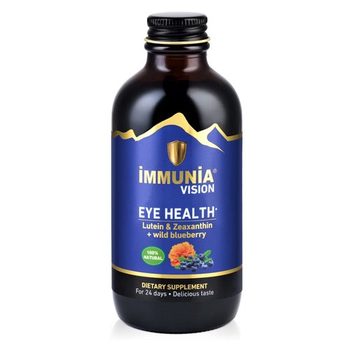 Immunia Vision - Wild Blueberry Concentrate + Lutein 20 mg. Eye Health Antioxidant Supplement. Liquid Formula. Delicious Taste. 5 ml/Day (for 24 Days). (1-Pack)