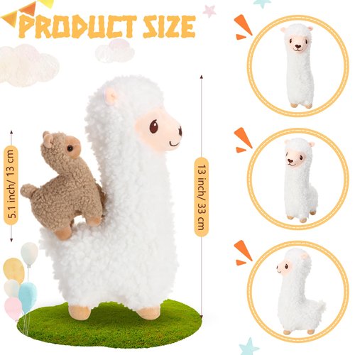 Jenaai Christmas Party Gift Llama Stuffed Animals with 4 Baby Llamas Cute Alpaca Plush Set Kawaii Llama Soft Pillow Dolls for Kids Girls Birthday Wedding Anniversary Presents Home Sofa Decorations