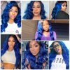 SEXAY Blue 4x4 Lace Closure Body Wave Brazilian Virgin Human Hair Extensions Ombre Free Part Closure Pre Plucked With Baby Hair for Black Women 1B/Blue Color Closure(16inch)