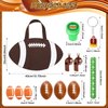 Aoriher 158 Pcs Football Party Favors Set Bulk Sport Non Woven Gift Bags Slap Bracelets Mini Bouncy Balls Toy Whistle Keychains Sticker Stampers for Sport Party Supplies(Football)