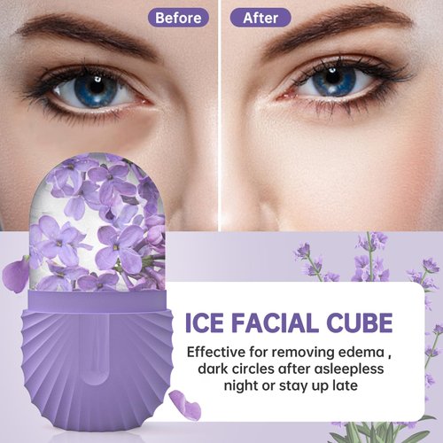 Aquuaera Ice Face Roller, Ice Cube Roller for Face，Facial Beauty Ice Roller Skin Care Tools,De-Puff Eye Bags, Reduce Migraine Pain（Purple）
