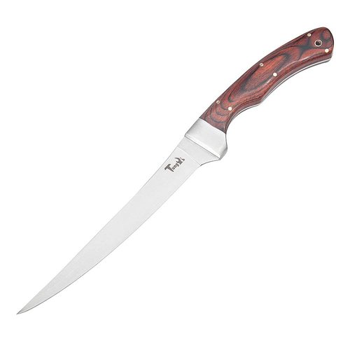 Tungyi Fish Fillet Knife with Pakka Wood Grip and Sheath, 6.5" Flexible Stainless Steel Blade, Ideal for Kitchen Fishing