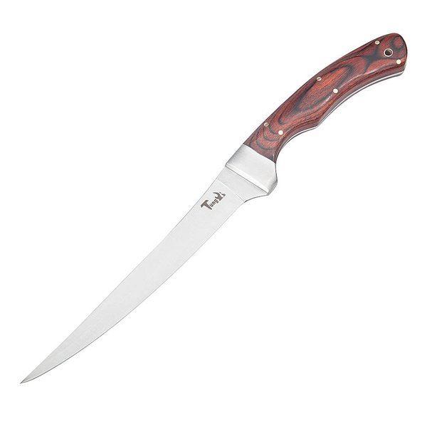 Tungyi Fish Fillet Knife with Pakka Wood Grip and Sheath, 6.5" Flexible Stainless Steel Blade, Ideal for Kitchen Fishing