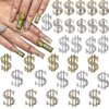 30PCS Money Dollar Nail Charms Silver and Gold 3D Alloy Dollar Money Nail Art Charms with Rhinestones for Women Nail Decoration DIY Design Crystals Shiny Nail Gem Jewelry Manicure