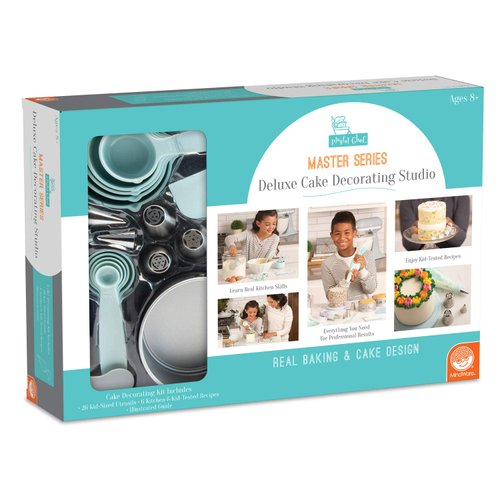 Playful Chef: Kids Cake Decorating Kit - Includes Pans, Reusable Pastry Bags, Stencils, Recipes amd More