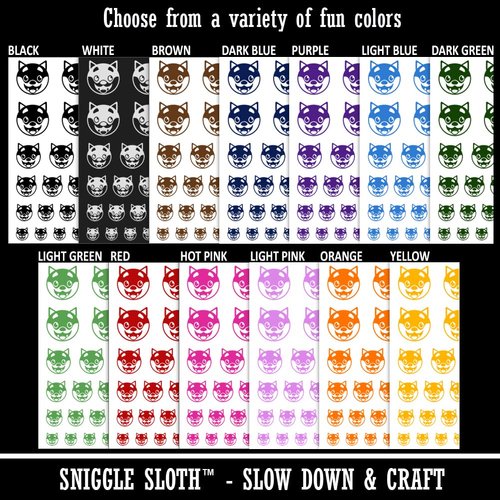 Husky Dog Face Excited Temporary Tattoo Water Resistant Fake Body Art Set Collection - Dark Green (One Sheet)