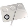 Miamay 6 by 4 Inches Makeup Palette Stainless Steel 3-dents Nail-art Cosmetic Artist Mixing Palette with 6 Inches Spatula Tool