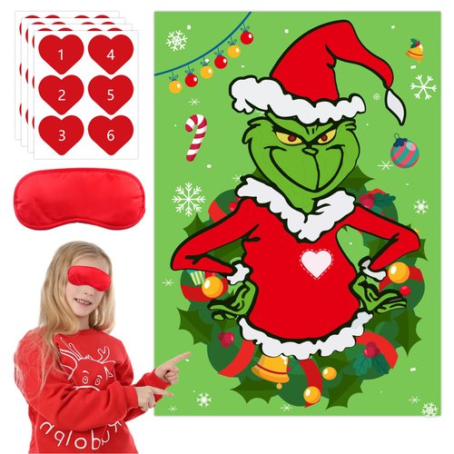 Pin the Heart on the Game for Kids Christmas Party Games Xmas Activities Christmas Decorations for Christmas Party Outdoor