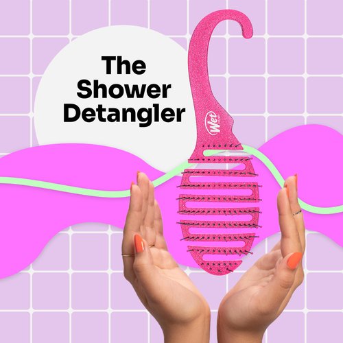 Wet Brush Shower Hair Brush Detangler - Exclusive Ultra-soft IntelliFlex Bristles - Minimizes Pain And Protects Against Split Ends and Breakage - Comb For Women, Men, Wet & Dry Hair - Pink Glitter